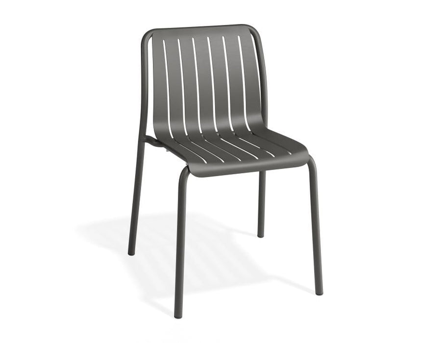 Roku Outdoor Dining Chair in Matt Charcoal - Chair with Light Grey Cushion