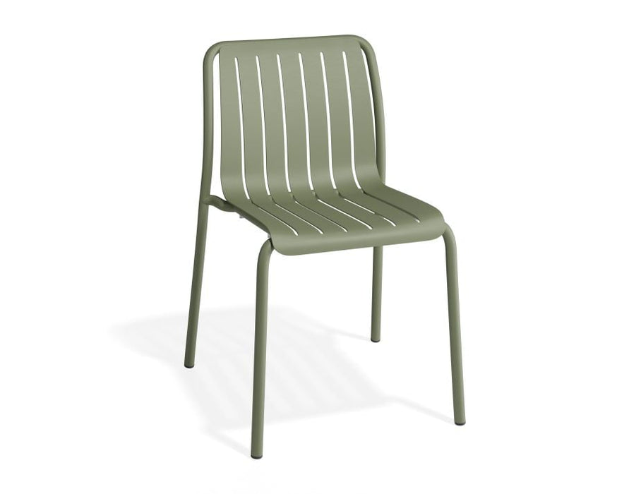 Roku Outdoor Dining Chair in Matt Eucalyptus Green - Chair with Light Grey Cushion