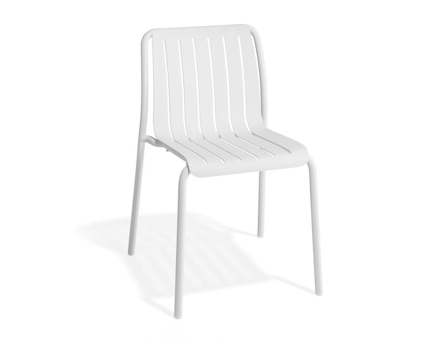 Roku Dining Chair - Outdoor - White - Chair with Green Cushion