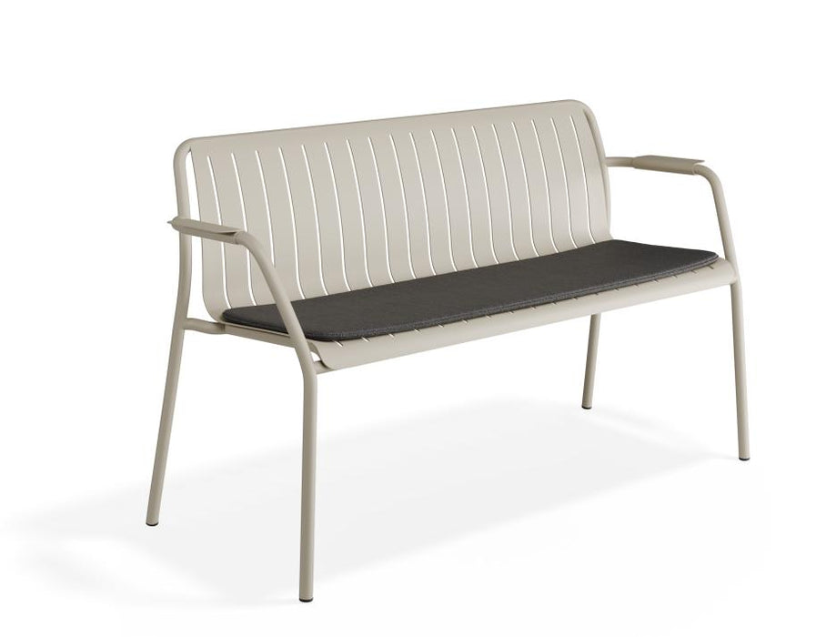 Roku Garden Bench 125cm - Outdoor - Matte Latte - Chair with Granite Grey Cushion