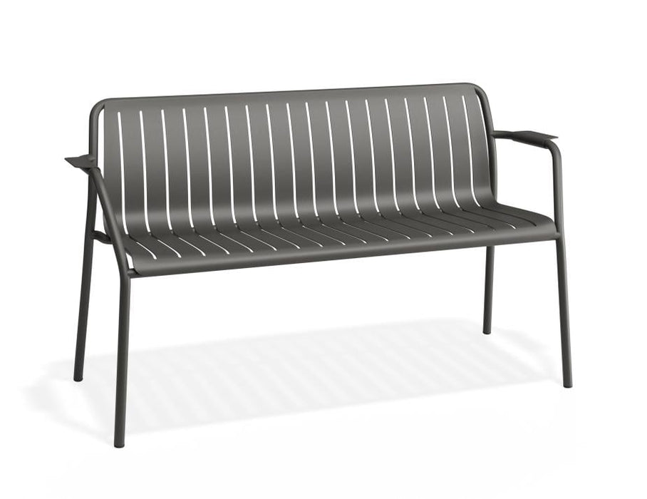 Roku Garden Bench 125cm - Outdoor - Charcoal - Chair with Green Cushion