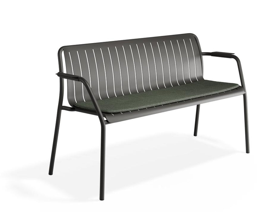 Roku Garden Bench 125cm - Outdoor - Charcoal - Chair with Green Cushion