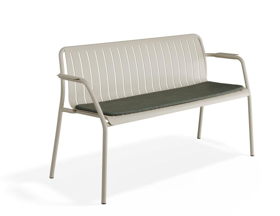 Roku Garden Bench 125cm - Outdoor - Matte Latte - Chair with Green Cushion, Metal