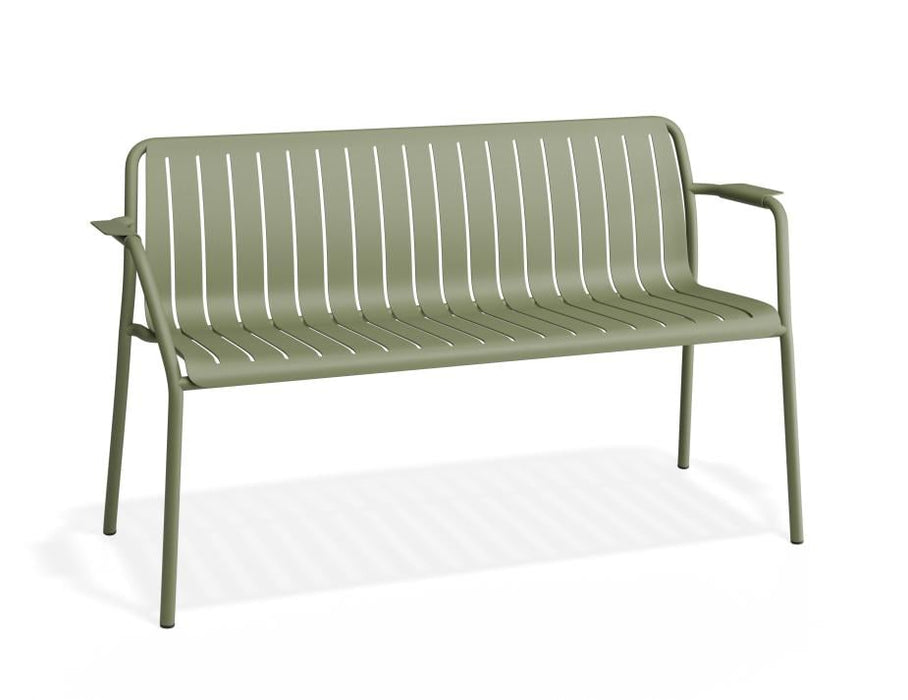 Roku Garden Bench 125cm - Outdoor - Eucalyptus Green - Chair with Husk Cushion, Metal