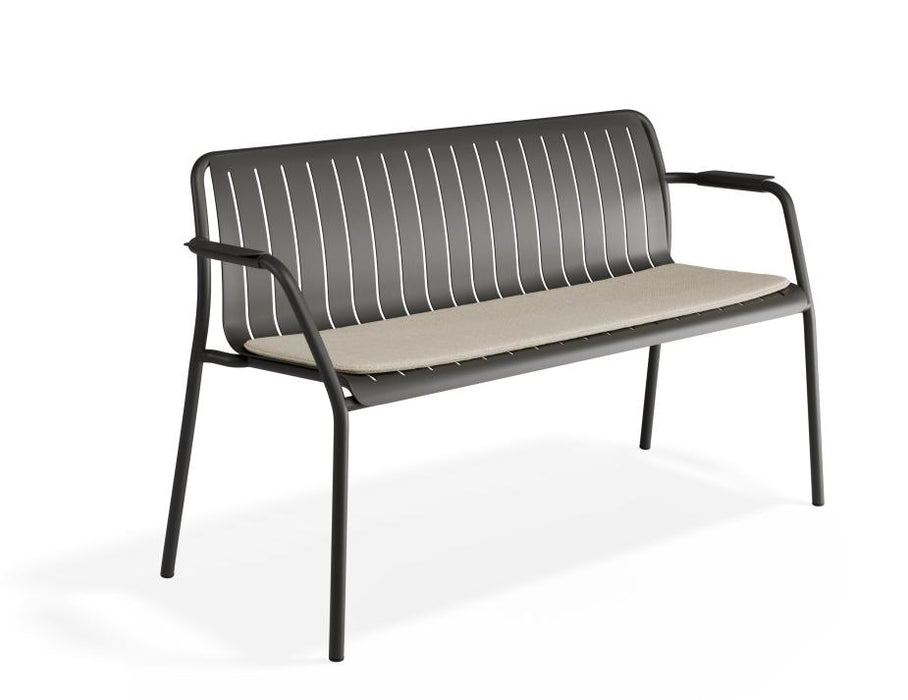 Roku Garden Bench 125cm - Outdoor - Charcoal - Chair with Husk Cushion
