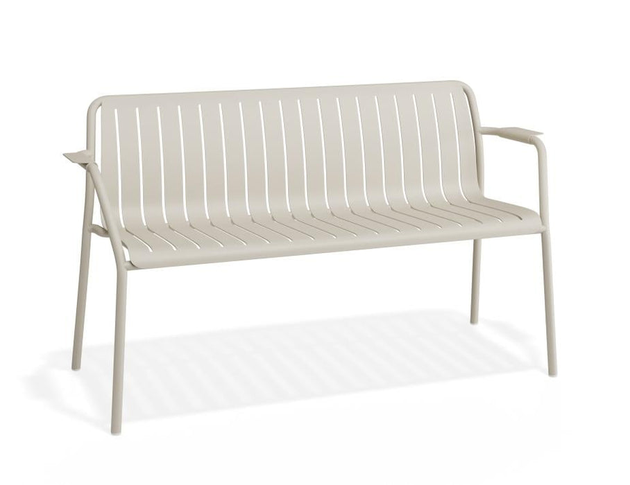 Roku Garden Bench 125cm - Outdoor - Matte Latte - Chair with Granite Grey Cushion