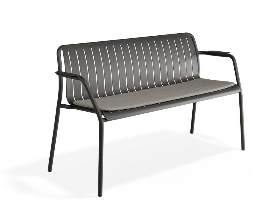 Roku Garden Bench 125cm - Outdoor - Charcoal - Chair with Sandy Grey Cushion