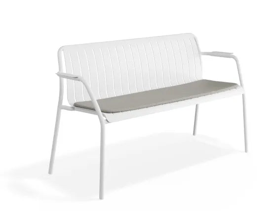 Roku Garden Bench 125cm - Outdoor - White - Chair Only, Aluminium