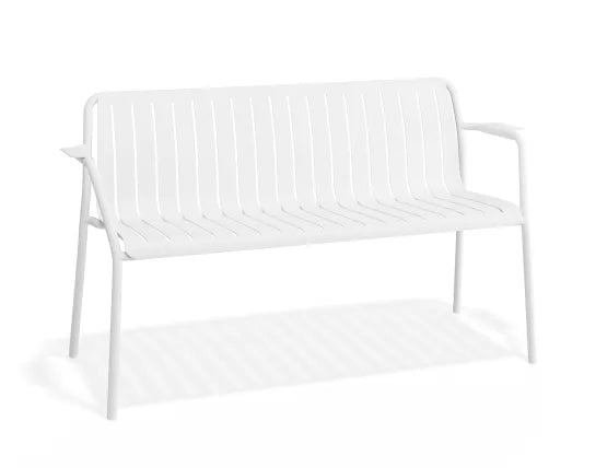 Roku Garden Bench 125cm - Outdoor - White - Chair Only, Aluminium