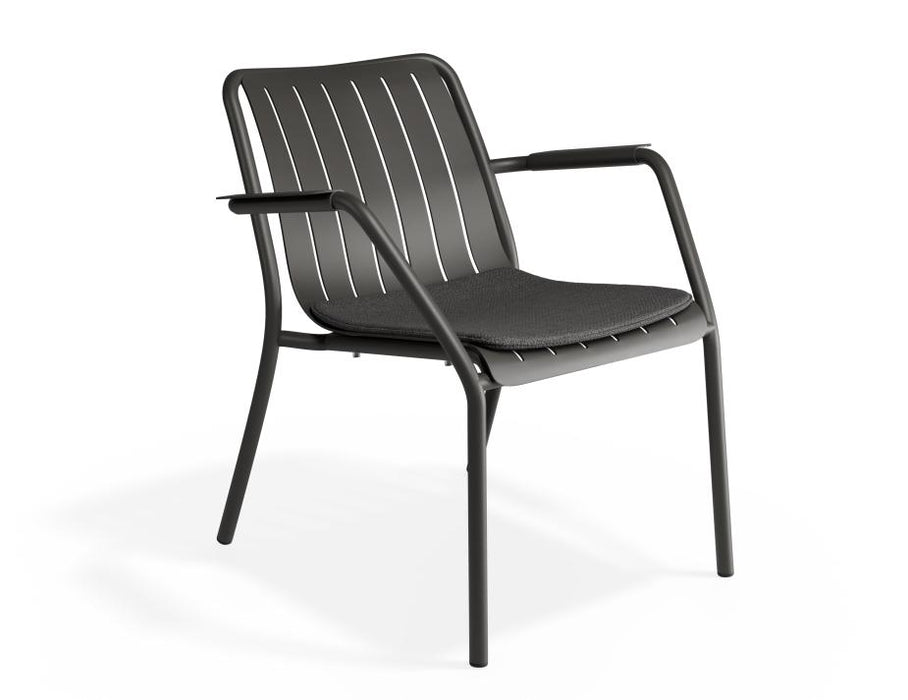 Roku Lounge Chair - Outdoor - Charcoal - Chair with Green Cushion