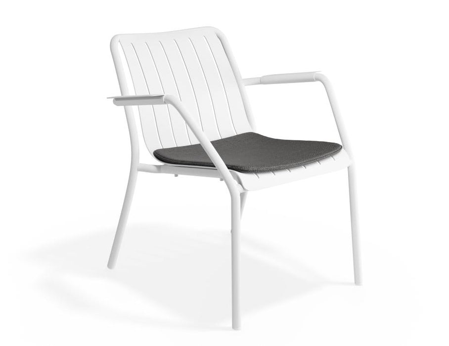 Roku Lounge Chair - Outdoor - White - Chair with Granite Grey Cushion