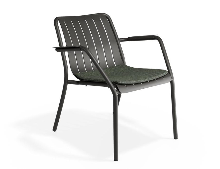 Roku Lounge Chair - Outdoor - Charcoal - Chair with Green Cushion