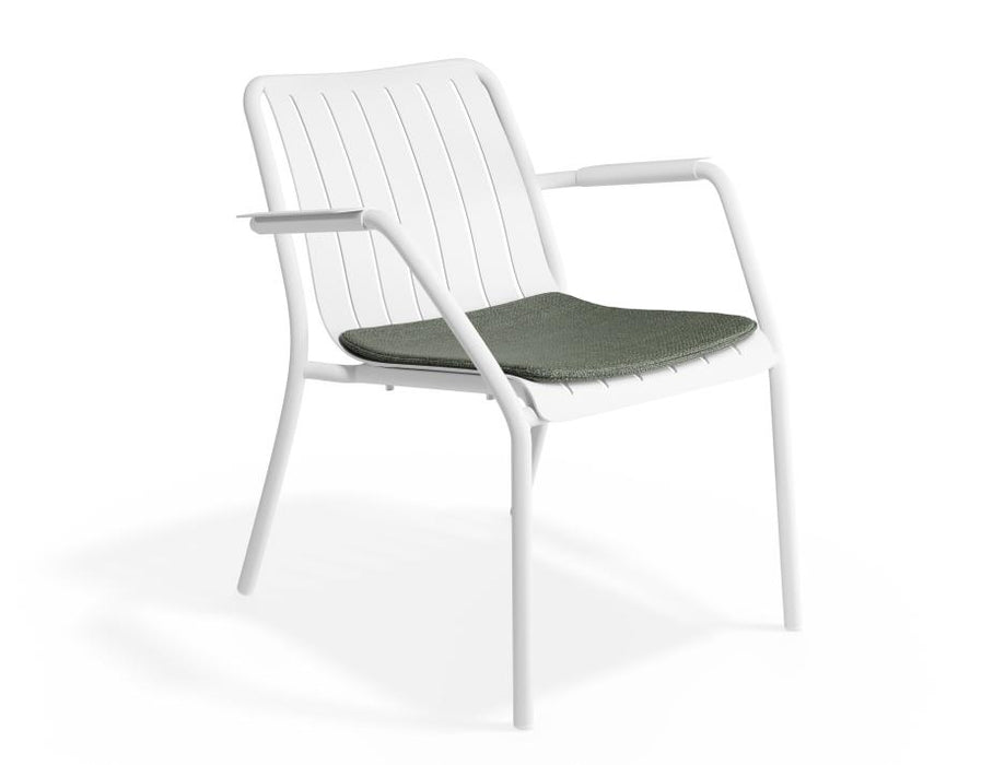 Roku Lounge Chair - Outdoor - White - Chair with Green Cushion