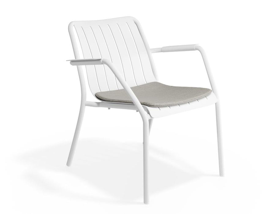 Roku Lounge Chair - Outdoor - White - Chair with Sandy Grey Cushion