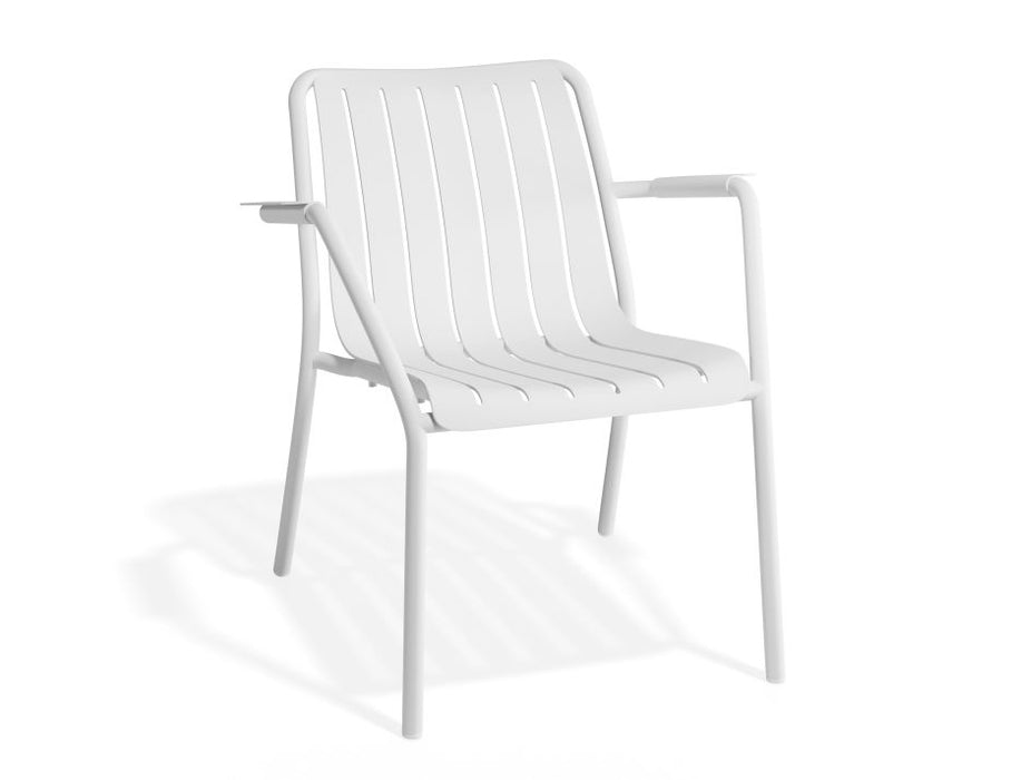 Roku Lounge Chair - Outdoor - White - Chair with Green Cushion
