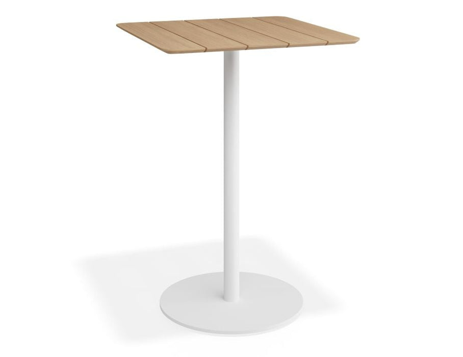 Roku High Bar Teak Table - Outdoor - Matte White - 65 x 65cm Table Top