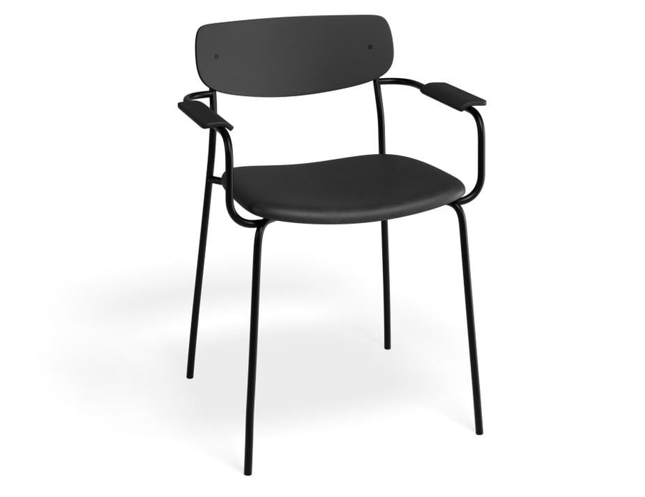 Rylie Armchair - Black - Upholstered - Tan Vintage Vegan Leather Seat