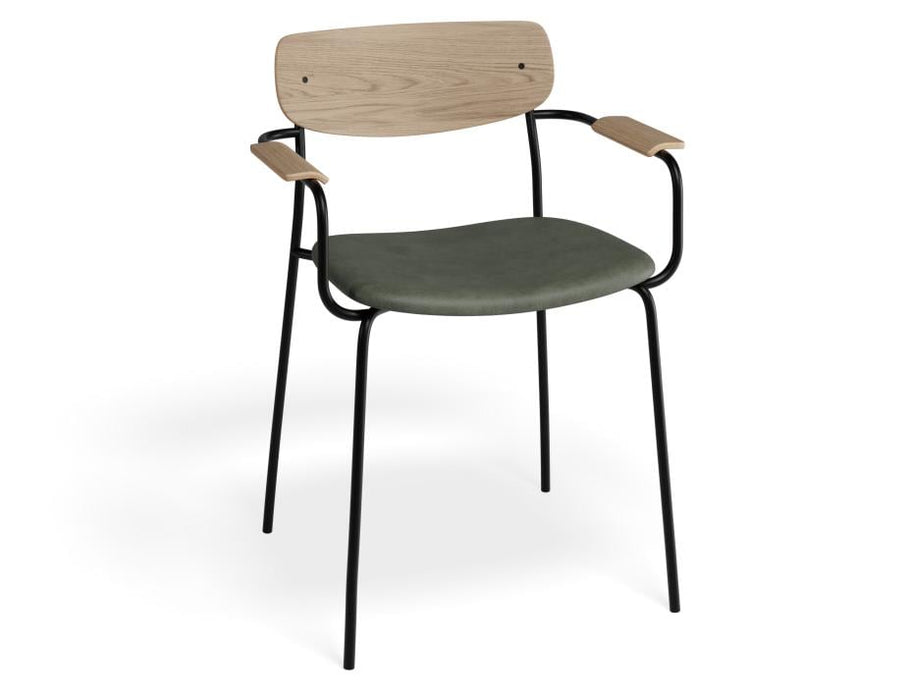 Rylie Armchair - Natural - Upholstered - Black Vegan Leather Seat