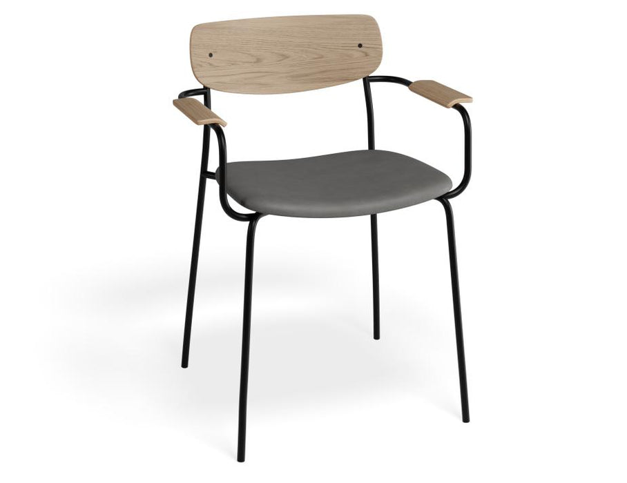 Rylie Armchair - Natural - Upholstered - Grey Vintage Vegan Leather Seat