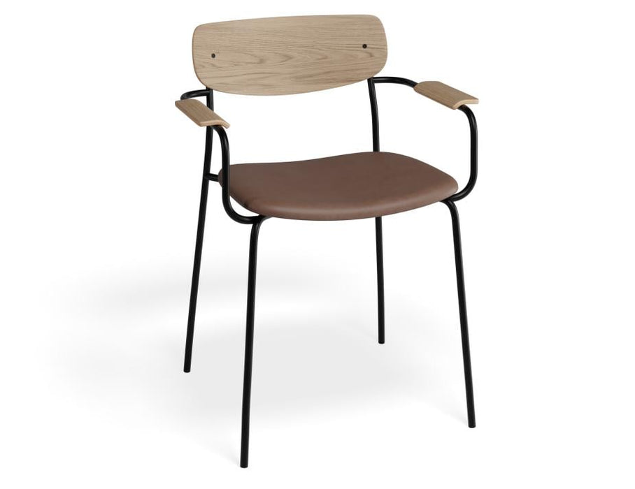 Rylie Armchair - Natural - Upholstered - Grey Vintage Vegan Leather Seat