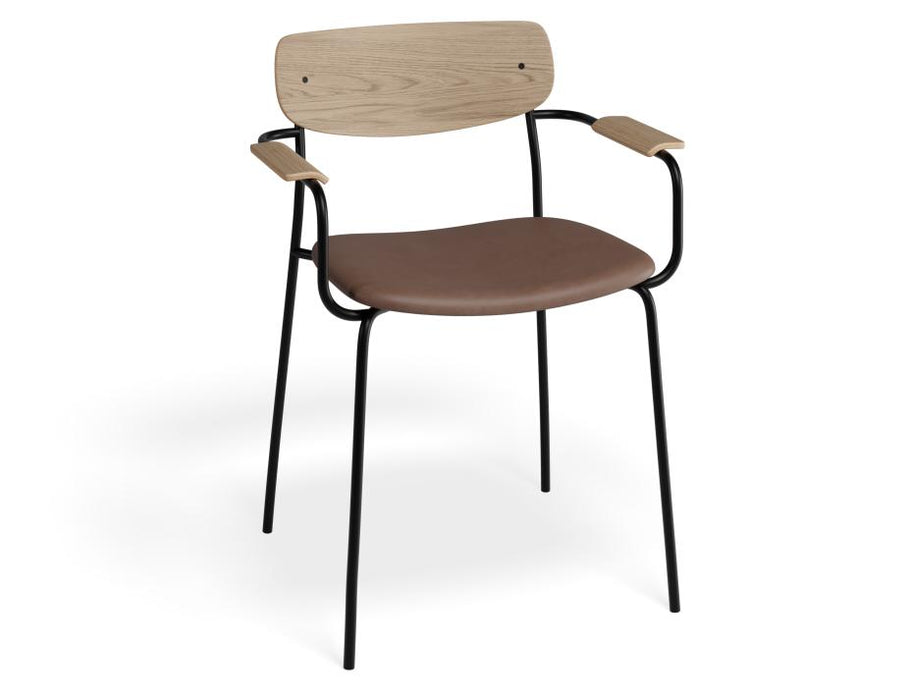 Rylie Armchair - Natural - Upholstered - Tan Vintage Vegan Leather Seat