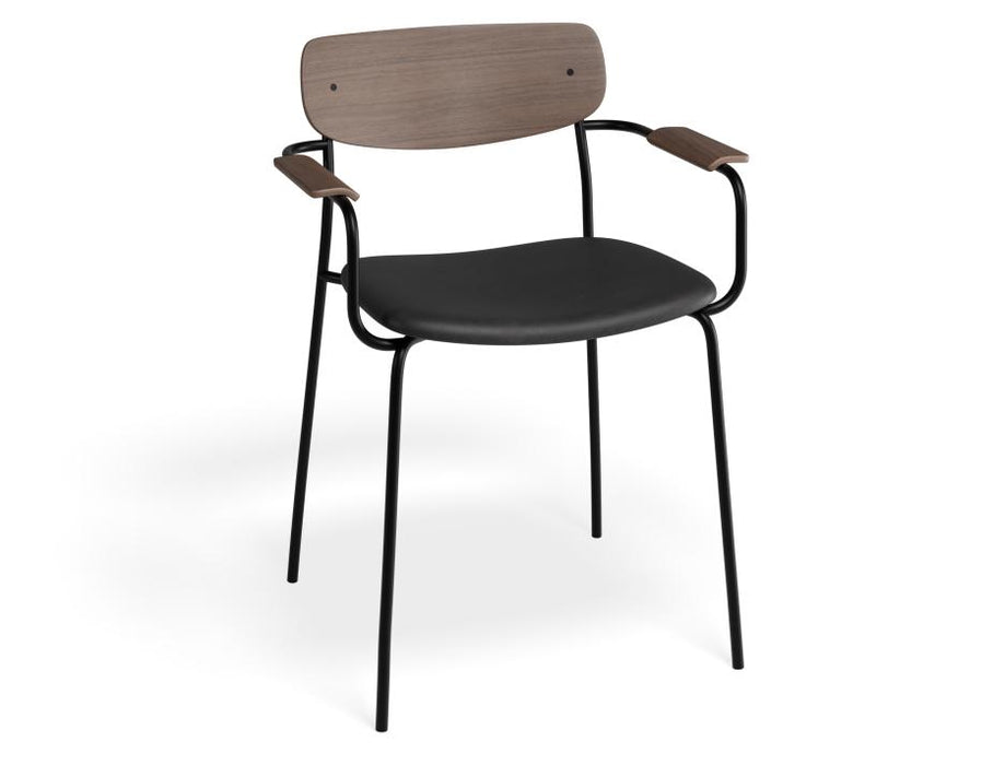 Rylie Armchair - Walnut - Upholstered - Tan Vintage Vegan Leather Seat