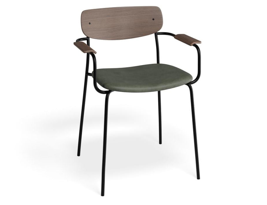Rylie Armchair - Walnut - Upholstered - Green Vintage Vegan Leather Seat