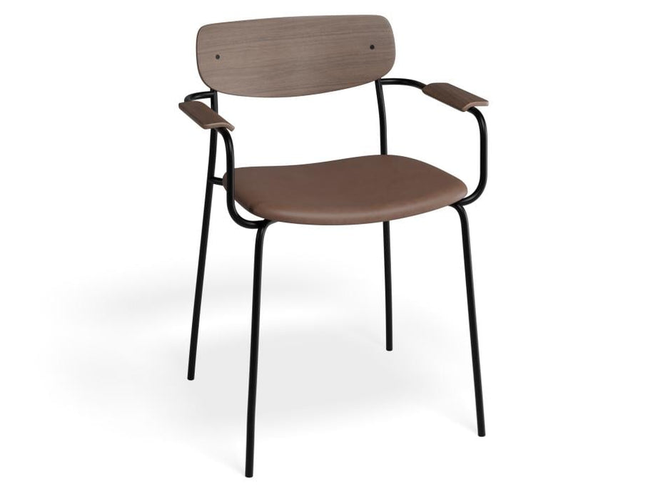 Rylie Armchair - Walnut - Upholstered - Grey Vintage Vegan Leather Seat