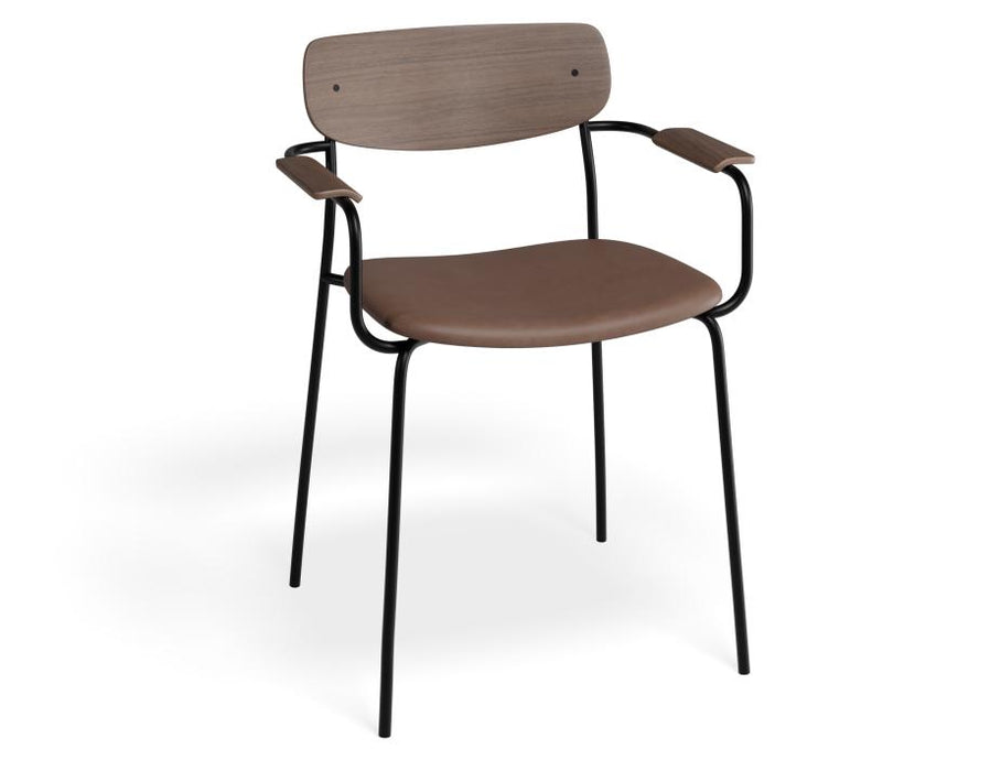 Rylie Armchair - Walnut - Upholstered - Tan Vintage Vegan Leather Seat