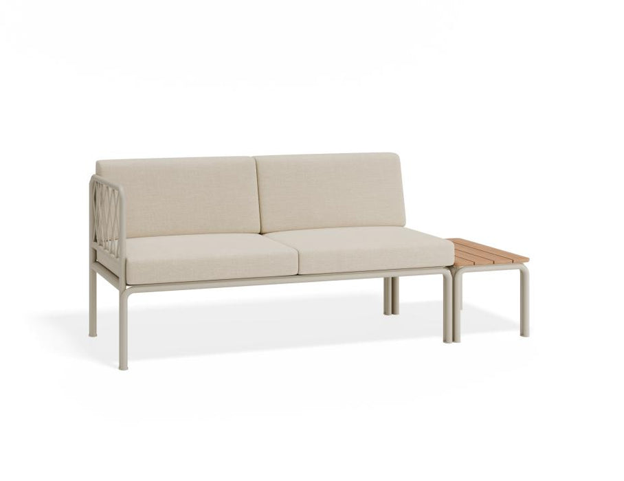 Seville Config E - 2 Seater Sofa - Latte - Outdoor - Husk Cushions + End Cushion