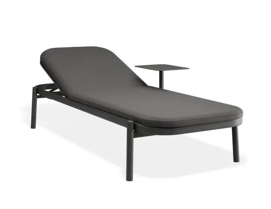 Verano Sun Lounge - Charcoal - with Side Table - Husk Cushions, Aluminium