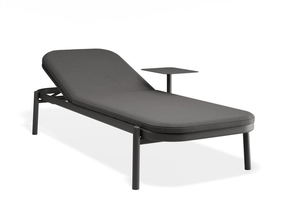 Verano Sun Lounge - Charcoal - with Side Table - Granite Grey Cushions