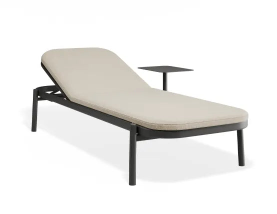 Verano Sun Lounge - Charcoal - with Side Table - Husk Cushions, Aluminium