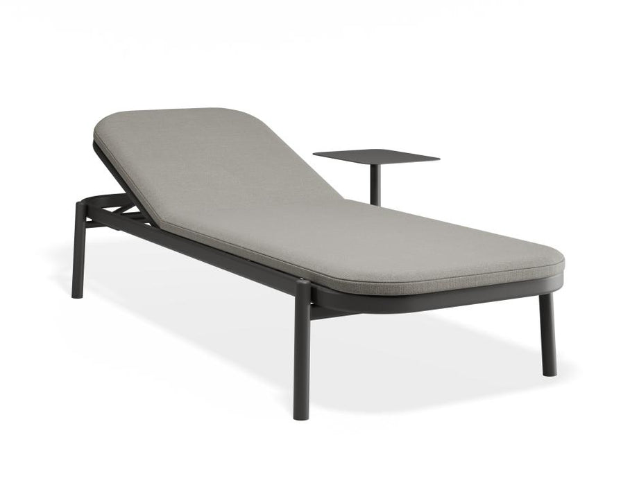 Verano Sun Lounge - Charcoal - with Side Table - Sandy Grey Cushion