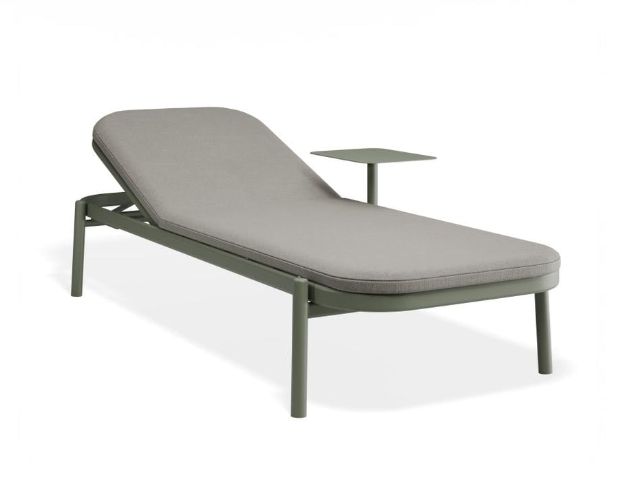 Verano Sun Lounge - Eucalyptus Green - with Side Table - Granite Grey Cushions