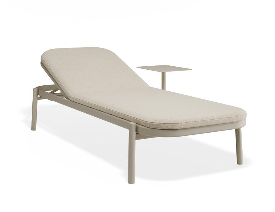 Verano Sun Lounge - Latte - with Side Table - Sandy Grey Cushion