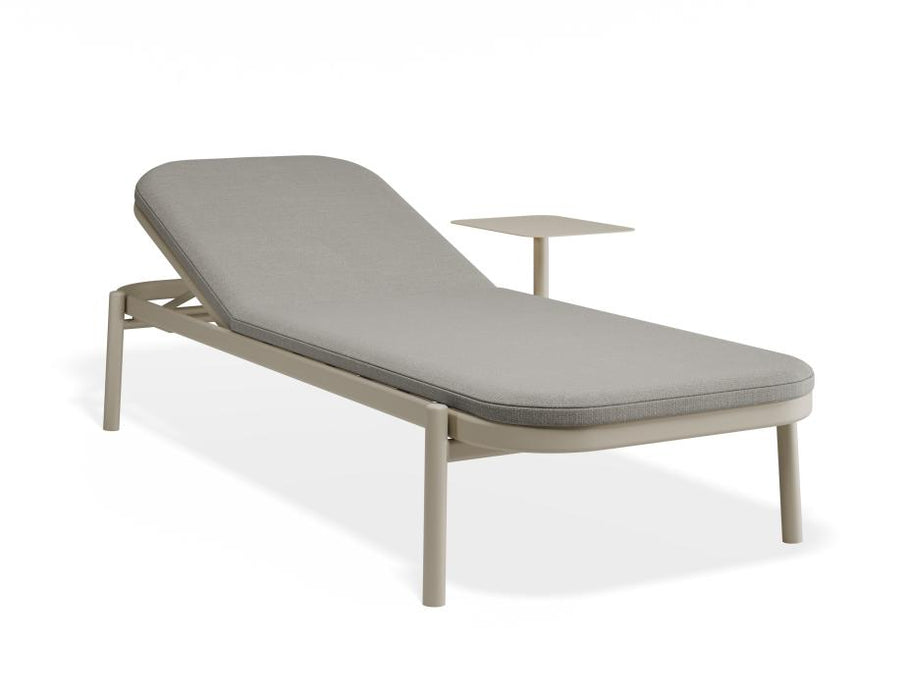 Verano Sun Lounge - Latte - with Side Table - Sandy Grey Cushion