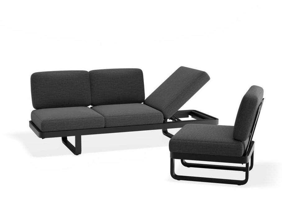 Delmar Config C - Outdoor - Charcoal - Granite Grey Cushions