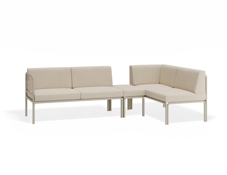 Seville Config G Corner Sofa - Latte - Outdoor - Husk Cushions + Teak Top