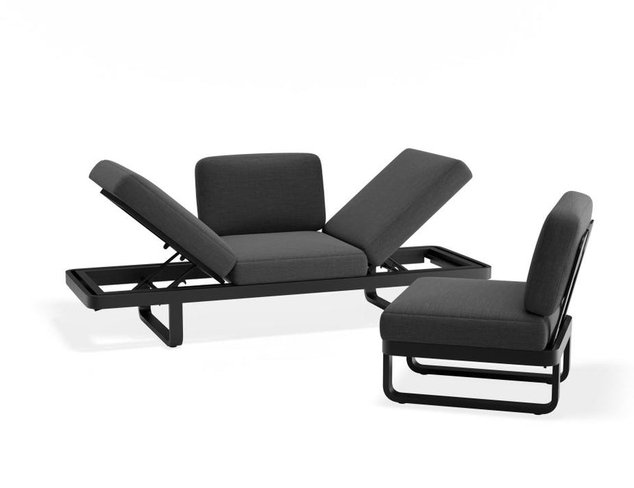 Delmar Config C - Outdoor - Charcoal - Granite Grey Cushions