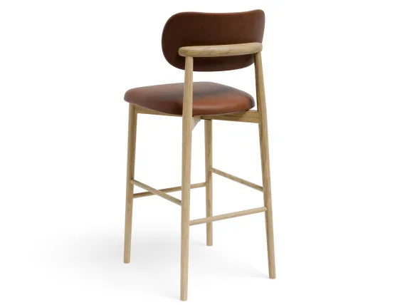 Oskar Bar Stool - Natural - Retro Brandy PU - 75cm Seat Height (Bar Bench Height), Leather