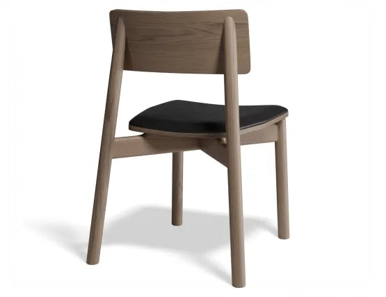 Andi Dining Chair - Walnut - Upholstered - Vintage Black Vegan Leather Seat Pad
