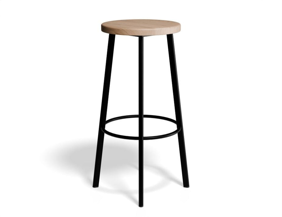 Atlas Bar Stool - Black - Natural Seat - 65cm Kitchen Height