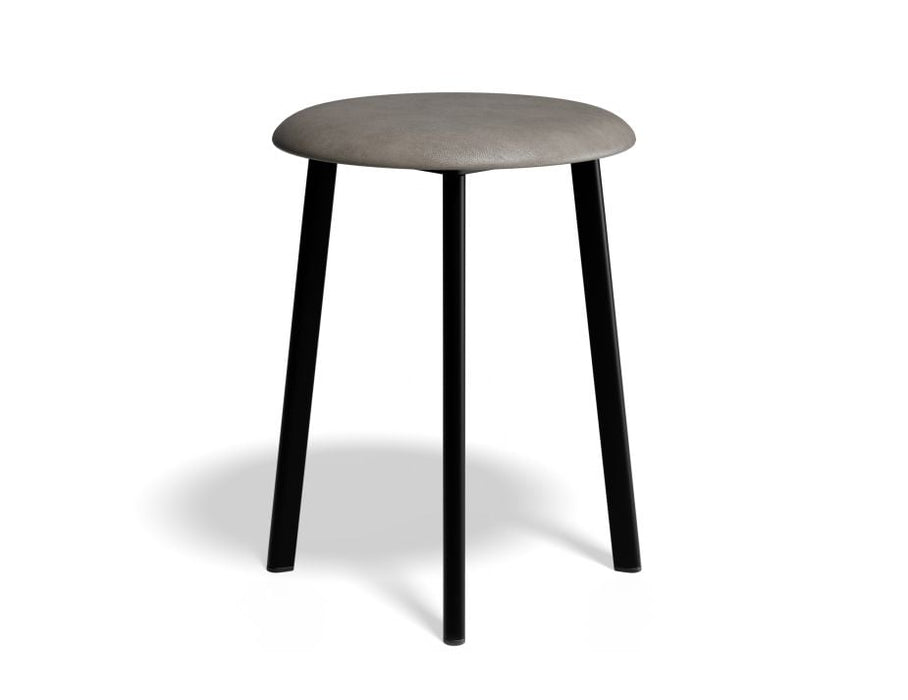 Atlas Low Stool - Black - Vintage PU Seat - 46cm Low Height - Tan PU Seat