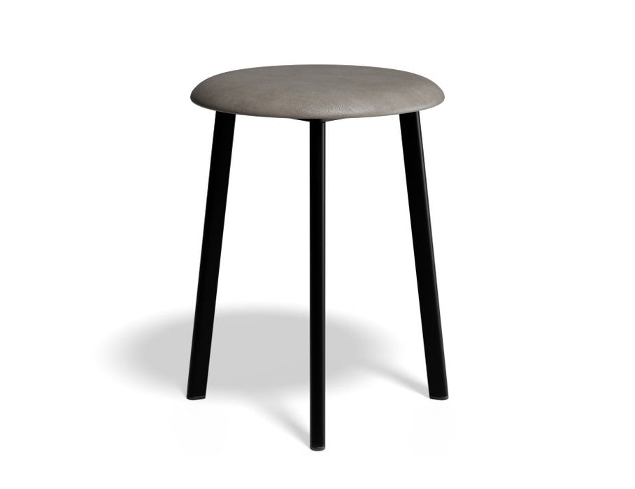 Atlas Low Stool - Black - Vintage PU Seat - 46cm Low Height - Black PU Seat