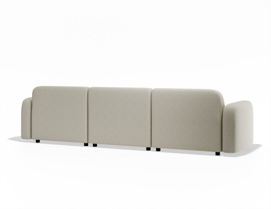 Atticus Modular Sofa - 3 Seater with Ottoman - Ivory Cream Fabric