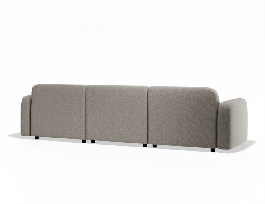 Atticus Modular Sofa - 3 Seater with Ottoman - Oyster Grey Fabric