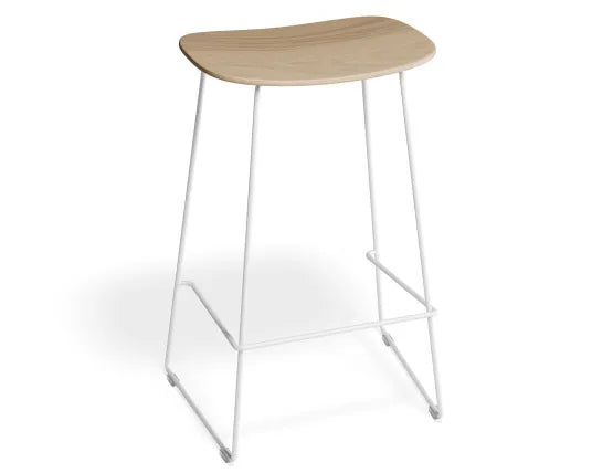 Elva Stool - Natural Seat - White Frame - 76cm (commercial Bench Height), Wood