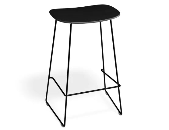 Elva Stool - Black Seat - Black Frame - 76cm (commercial Bench Height), Wood