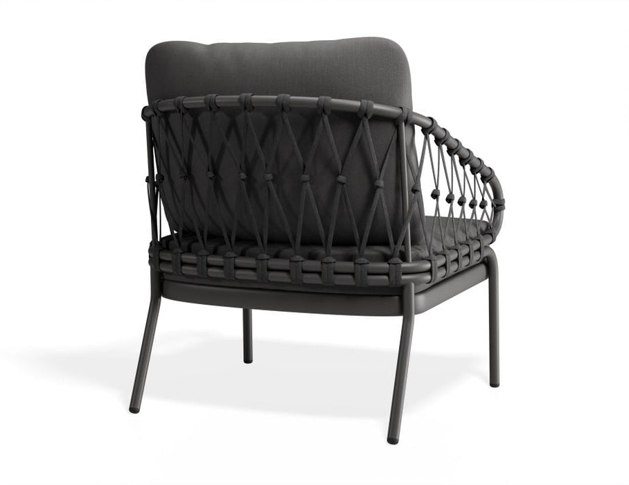 Kara Lounge Chair - Outdoor - Single - Charcoal - Sandy Grey Cushions, Fabric, Metal